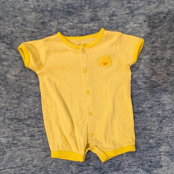 Free When Bundled - Carter's Yellow Striped Baby Romper - Picture 1 of 3